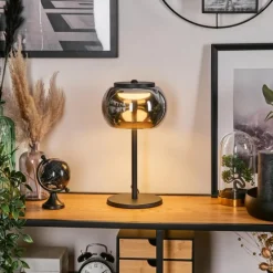 Suspension Verre Fumé-Lampe Izenave à poser, Liseuse LED Noir, 1 lumière