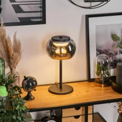 Suspension Verre Fumé-Lampe Izenave à poser, Liseuse LED Noir, 1 lumière