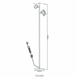 Luminaires Globo Lighting James Lampadaire Noir, 2 lumières* Lampadaires Et Lampes Sur Pied