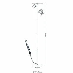 Luminaires Globo Lighting James Lampadaire Blanc, 2 lumières* Lampadaires Et Lampes Sur Pied