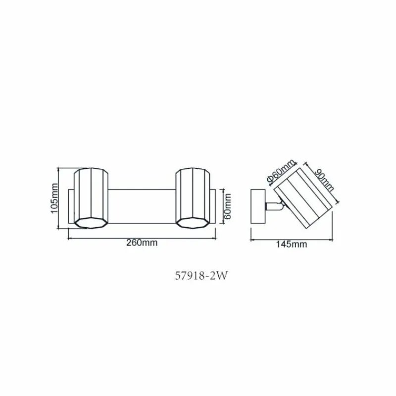 Luminaires Globo Lighting James Plafonnier, Spot de plafond, Applique murale, Spot mural Blanc, 2 lumières* Spots Et Projecteurs