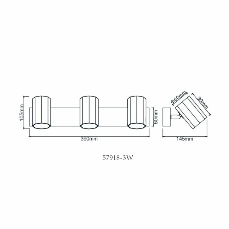 Luminaires Globo Lighting James Plafonnier, Spot de plafond, Applique murale, Spot mural Blanc, 3 lumières* Spots Et Projecteurs