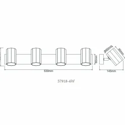 Luminaires Globo Lighting James Plafonnier, Spot de plafond, Applique murale, Spot mural Blanc, 4 lumières* Spots Et Projecteurs