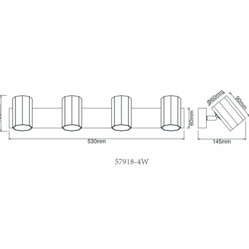 Luminaires Globo Lighting James Plafonnier, Spot de plafond, Applique murale, Spot mural Blanc, 4 lumières* Spots Et Projecteurs