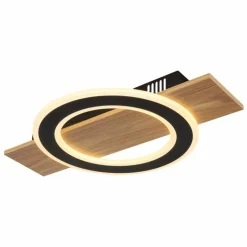 Lampes En Bois-Luminaires Globo Lighting Jayden Plafonnier LED Bois foncé, Écru, 1 lumière