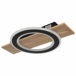 Lampes En Bois-Luminaires Globo Lighting Jayden Plafonnier LED Bois foncé, Écru, 1 lumière