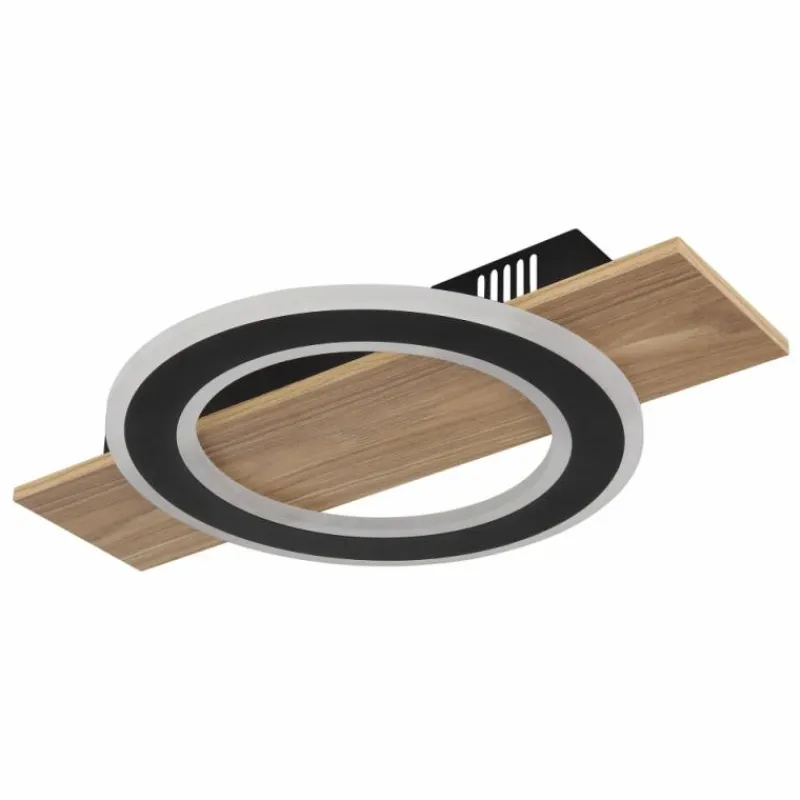 Lampes En Bois-Luminaires Globo Lighting Jayden Plafonnier LED Bois foncé, Écru, 1 lumière