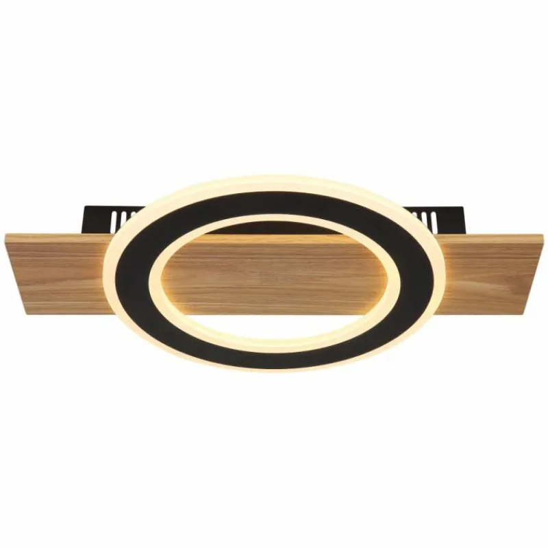 Lampes En Bois-Luminaires Globo Lighting Jayden Plafonnier LED Bois foncé, Écru, 1 lumière