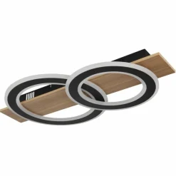 Lampes En Bois-Luminaires Globo Lighting Jayden Plafonnier LED Bois foncé, Écru, 1 lumière