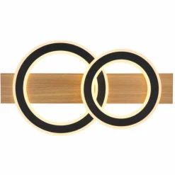 Lampes En Bois-Luminaires Globo Lighting Jayden Plafonnier LED Bois foncé, Écru, 1 lumière