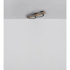 Lampes En Bois-Luminaires Globo Lighting Jayden Plafonnier LED Bois foncé, Écru, 1 lumière