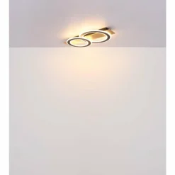 Lampes En Bois-Luminaires Globo Lighting Jayden Plafonnier LED Bois foncé, Écru, 1 lumière