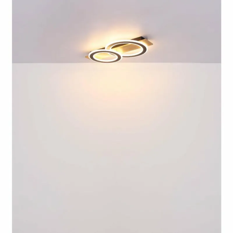 Lampes En Bois-Luminaires Globo Lighting Jayden Plafonnier LED Bois foncé, Écru, 1 lumière