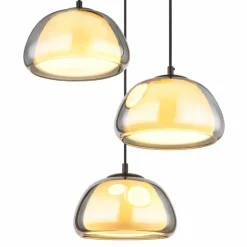 Suspension Verre Fumé-Luminaires Globo Lighting Jella Suspension Noir, 3 lumières