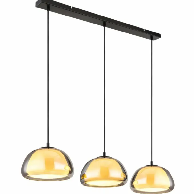 Suspension Verre Fumé-Luminaires Globo Lighting Jella Suspension Noir, 3 lumières