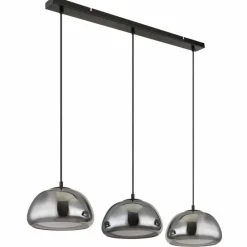 Suspension Verre Fumé-Luminaires Globo Lighting Jella Suspension Noir, 3 lumières