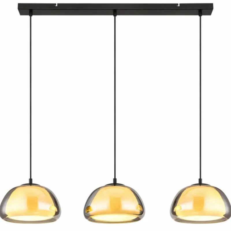 Suspension Verre Fumé-Luminaires Globo Lighting Jella Suspension Noir, 3 lumières