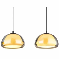 Suspension Verre Fumé-Luminaires Globo Lighting Jella Suspension Noir, 3 lumières