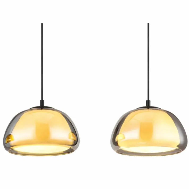 Suspension Verre Fumé-Luminaires Globo Lighting Jella Suspension Noir, 3 lumières