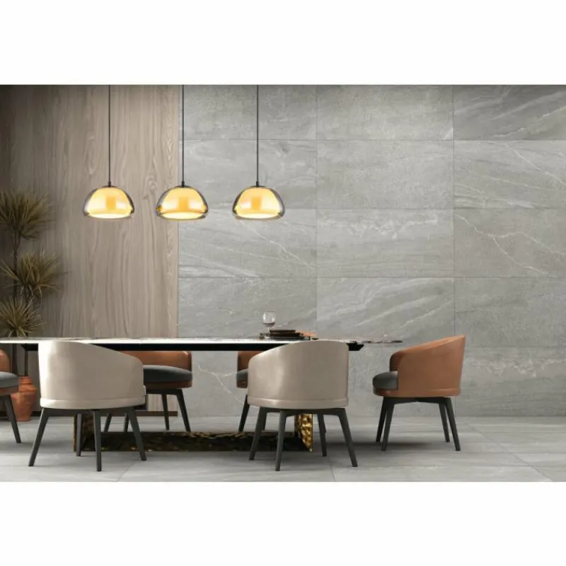 Suspension Verre Fumé-Luminaires Globo Lighting Jella Suspension Noir, 3 lumières