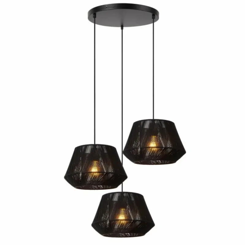 Lampes En Tissu-Luminaires Lucide JESSICA Suspension Noir, 3 lumières