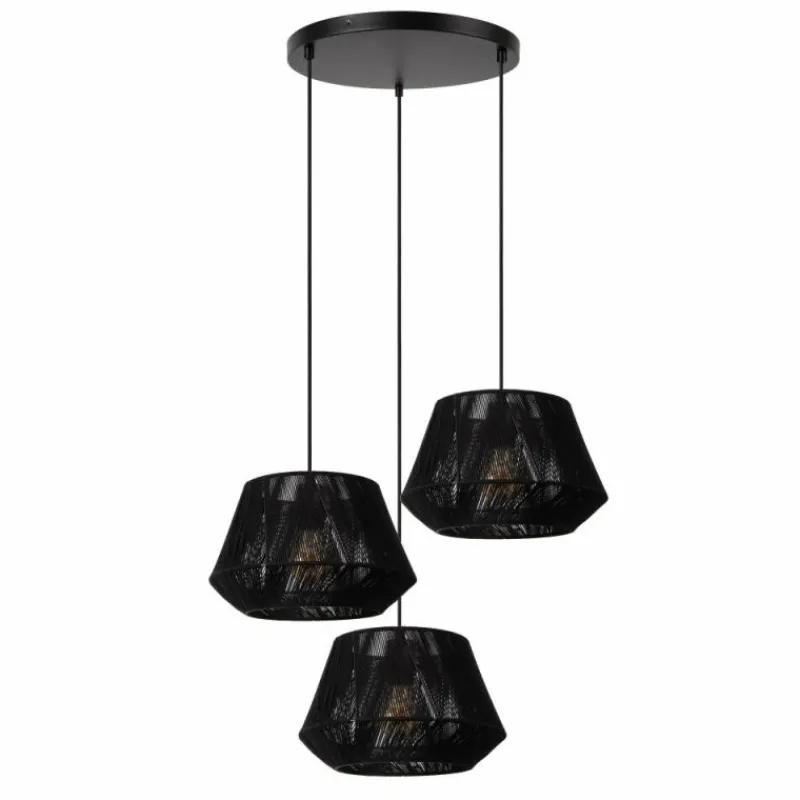 Lampes En Tissu-Luminaires Lucide JESSICA Suspension Noir, 3 lumières