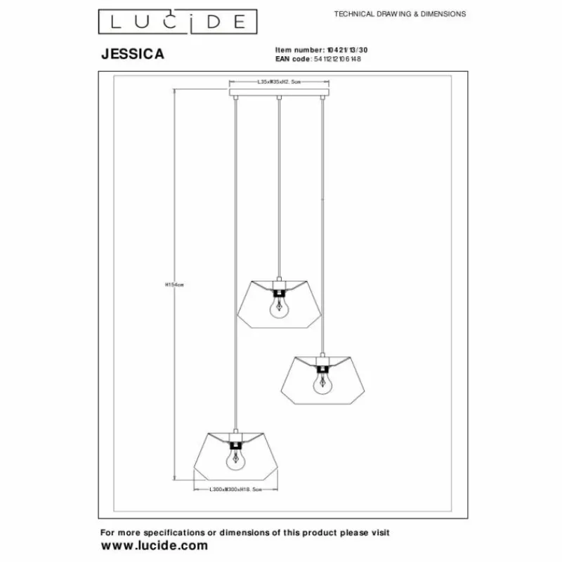 Lampes En Tissu-Luminaires Lucide JESSICA Suspension Noir, 3 lumières