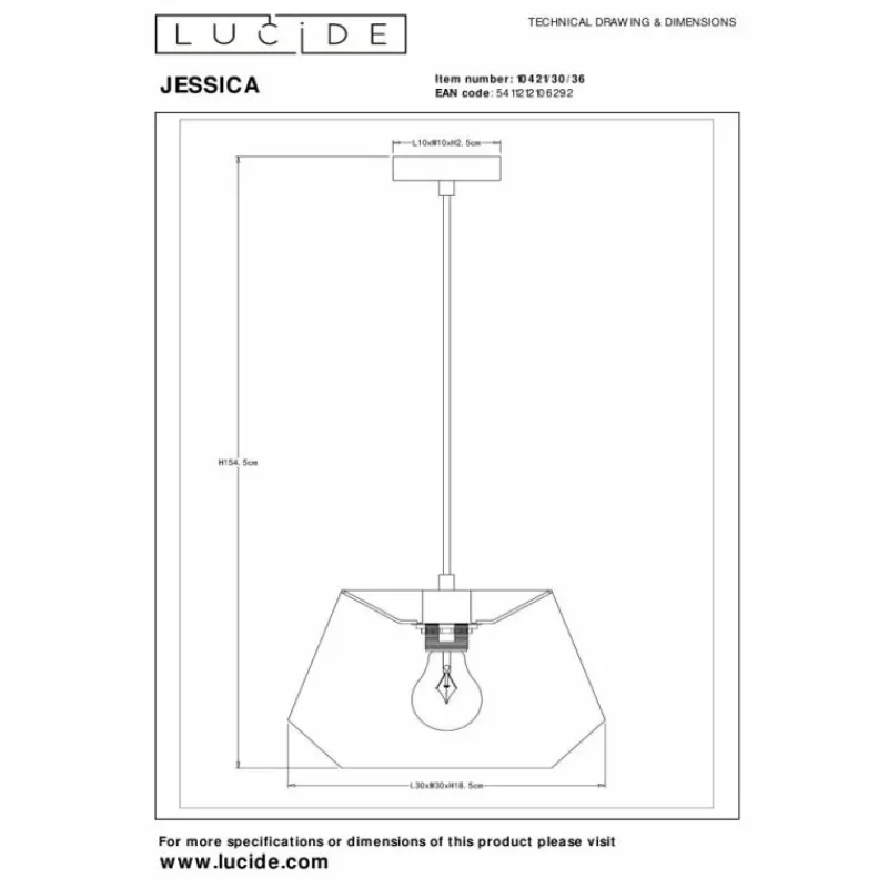 Lampes En Tissu-Luminaires Lucide JESSICA Suspension Noir, 1 lumière