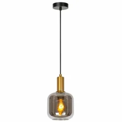 Suspension Verre Fumé-Luminaires Lucide JOANET Suspension Laiton, 1 lumière