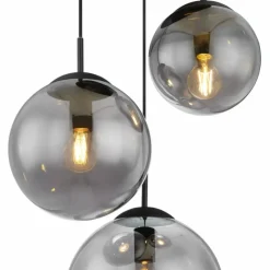 Suspension Verre Fumé-Luminaires Globo Lighting JOEL Suspension Noir, 3 lumières