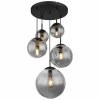 Suspension Verre Fumé-Luminaires Globo Lighting JOEL Suspension Noir, 5 lumières