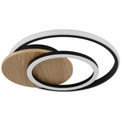 Lampes En Bois-Luminaires Globo Lighting Julio Plafonnier LED Bois foncé, Écru, 1 lumière
