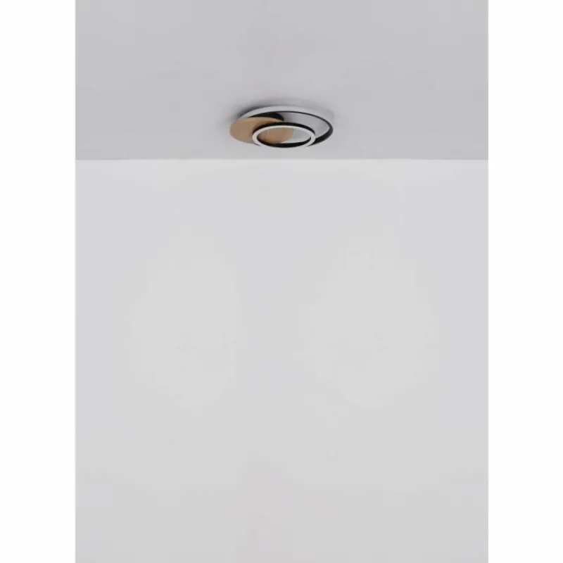 Lampes En Bois-Luminaires Globo Lighting Julio Plafonnier LED Bois foncé, Écru, 1 lumière