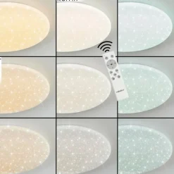 hofstein Junor Plafonnier LED Blanc, 1 lumière, Télécommandes
