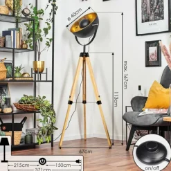 Lampes Dorées-hofstein Jupiter Lampadaire Écru, Noir, 1 lumière