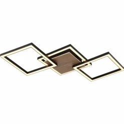 Lampes En Bois-Luminaires Globo Lighting Kaden Plafonnier LED Écru, Noir, 1 lumière