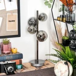 Suspension Verre Fumé-hofstein Kasem Lampe à poser Noir, 4 lumières