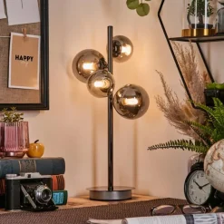 Suspension Verre Fumé-hofstein Kasem Lampe à poser Noir, 4 lumières