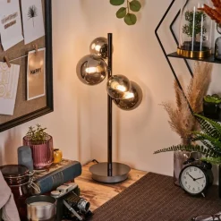 Suspension Verre Fumé-hofstein Kasem Lampe à poser Noir, 4 lumières