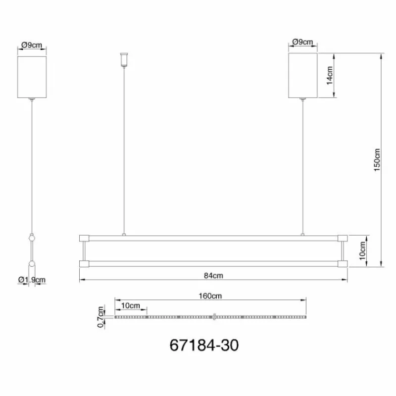 Lampes Dorées-Luminaires Globo Lighting Kayson Suspension LED Noir, 1 lumière