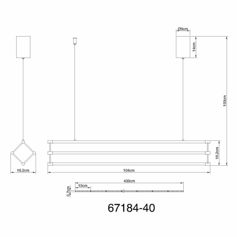 Lampes Dorées-Luminaires Globo Lighting Kayson Suspension LED Noir, 1 lumière