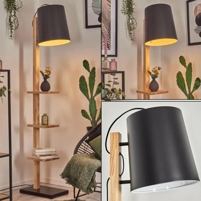 Luminaires Scandinaves-hofstein Kelan Lampadaire Écru, Noir, 1 lumière