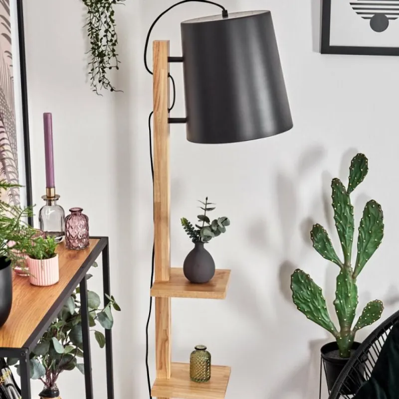Luminaires Scandinaves-hofstein Kelan Lampadaire Écru, Noir, 1 lumière