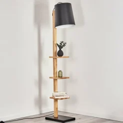 Luminaires Scandinaves-hofstein Kelan Lampadaire Écru, Noir, 1 lumière