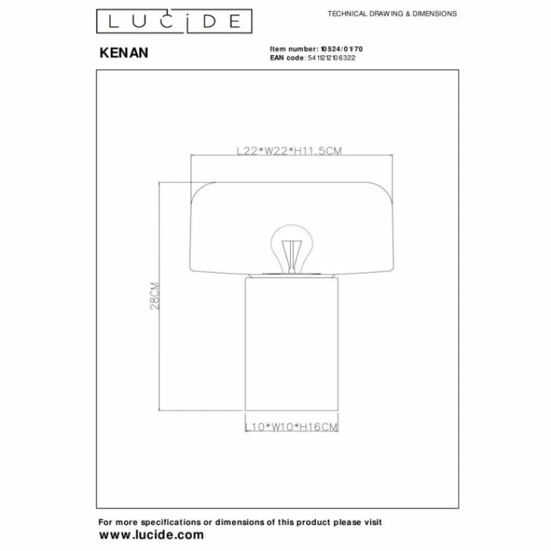 Luminaires Scandinaves-Luminaires Lucide KENAN Lampe à poser Bois foncé, 1 lumière