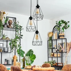 hofstein Kigali Suspension, Suspension Noir, 3 lumières