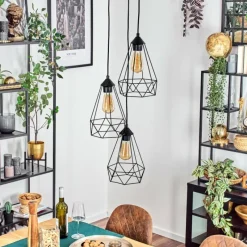 hofstein Kigali Suspension, Suspension Noir, 3 lumières