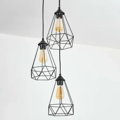 hofstein Kigali Suspension, Suspension Noir, 3 lumières