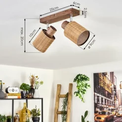 hofstein Kinnared Plafonnier Chrome, Écru, 2 lumières