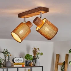 hofstein Kinnared Plafonnier Chrome, Écru, 2 lumières